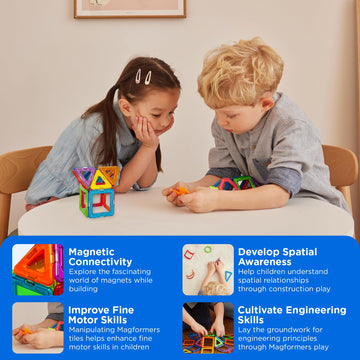 Magformers Rainbow 14 Piece Set - Magnetic Tiles Building Blocks, Educational Kit, Stem Toy Set - Magnetic Building Tiles For Ki
