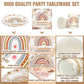 Hushee 200 Pcs Rainbow Baby Shower Paper Plates Napkins Cups Baby Shower Party Supplies Tableware Set Boho Disposable Cup Napkin