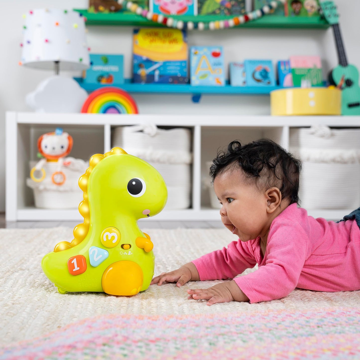 Bright Starts Go, Go, Dino Crawl & Count Activity Toy For Infants - Rolls, Lights Up, Plays Music And More, Ages 6 Months+