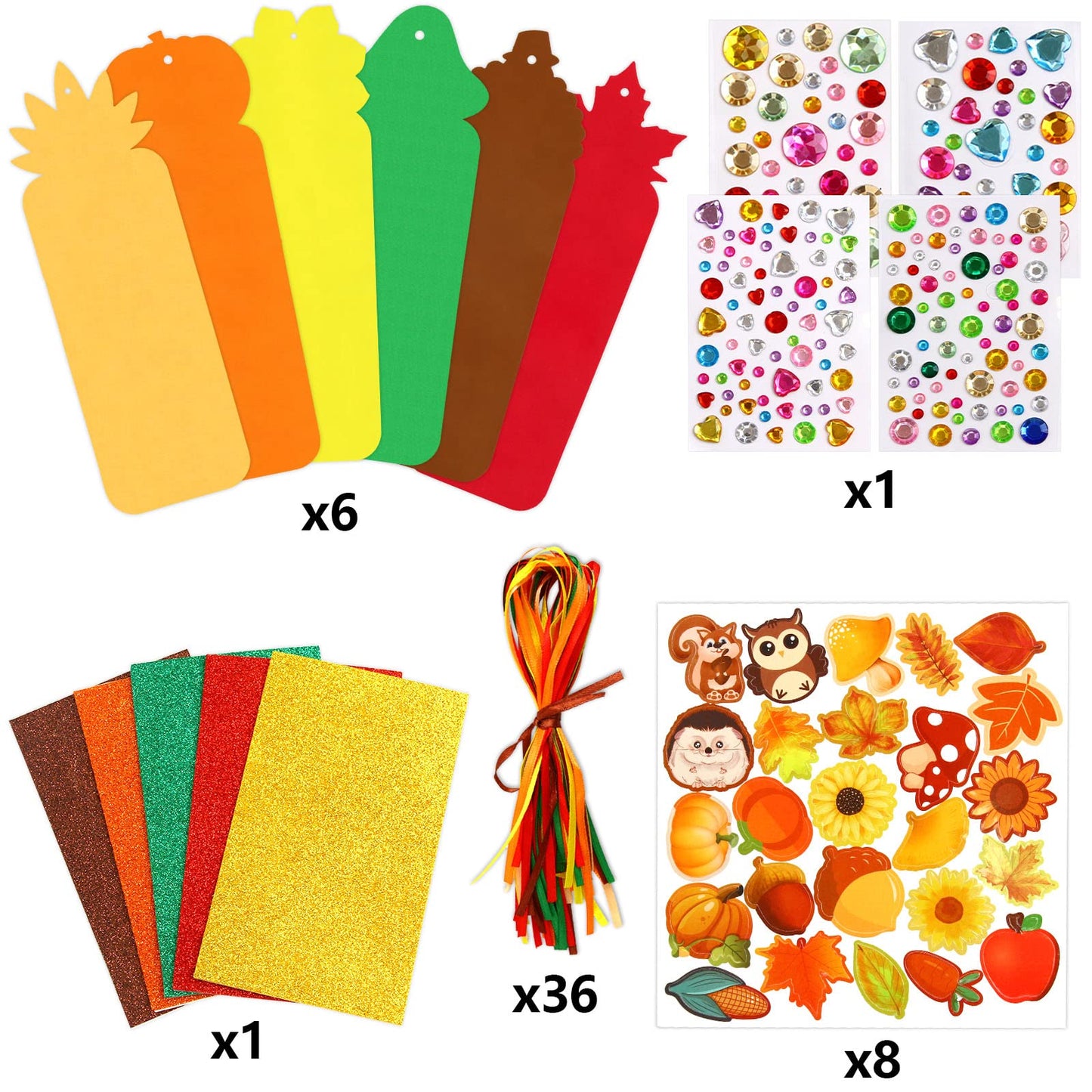 Fall Bookmark Craft Kits Thanksgiving Foam Crafts for Kids Leaf Foam Stickers Autumn Classroom Activities 36 Sets