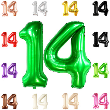 Katchon, Dark Green 14 Balloon Numbers - 40 Inch | Green Number 14 Balloons For 14Th Birthday Decorations For Girls | 14Th Birthday Balloons For 14Th Birthday Decorations For Boys | 14 Green Balloons