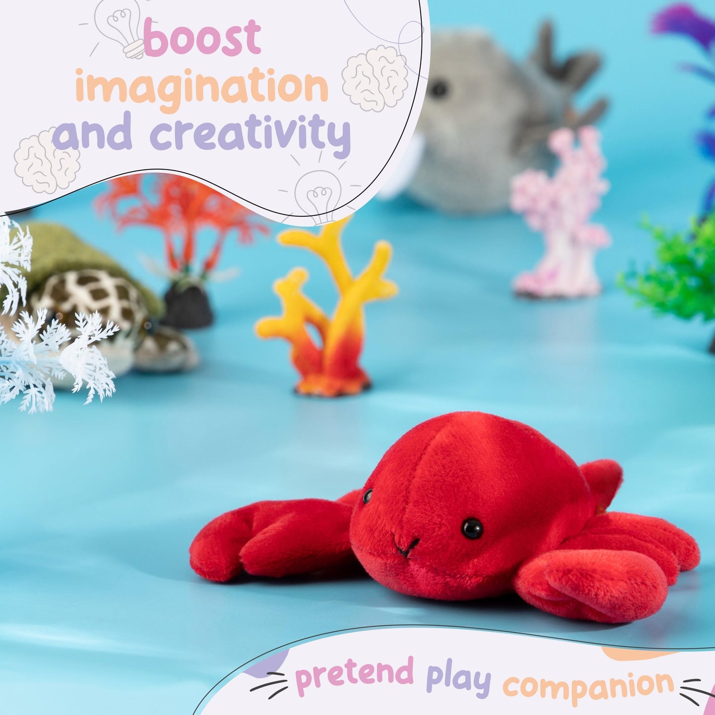 Forest & Twelfth Stuffed Lobster, Single Mini Stuffed Animal Plush Toy For Kids, Sea Animals Party Favors And Goody Bags, Classroom Treasure Box Prizes, Stocking Stuffers (Lobster)