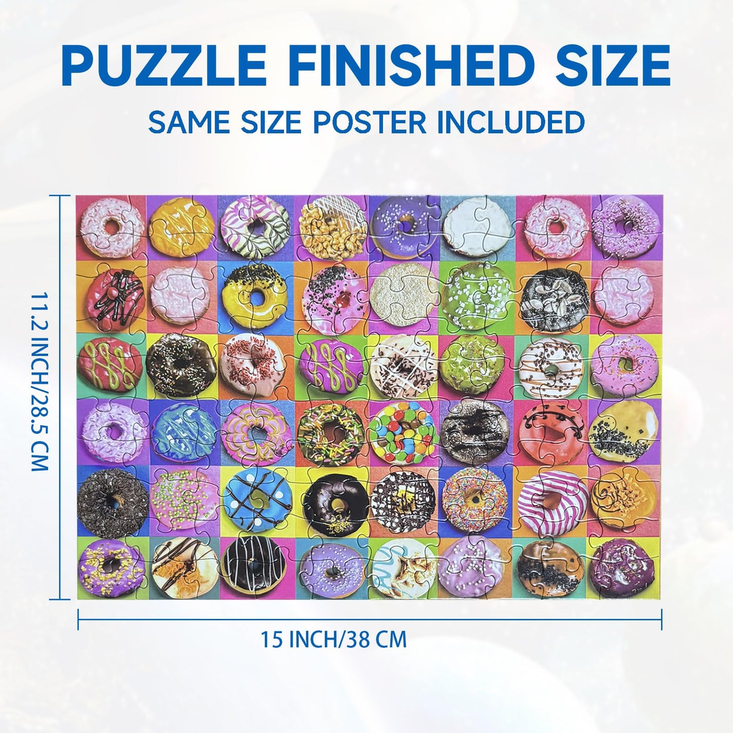 Nattork Jigsaw Puzzles 100 Pieces For Kids Youth Puzzle Beginner (Donuts) Pieces Fit Together Perfectly
