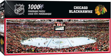 Masterpieces 1000 Piece Sports Jigsaw Puzzle - NHL Chicago Blackhawks Center View Panoramic - 13x39