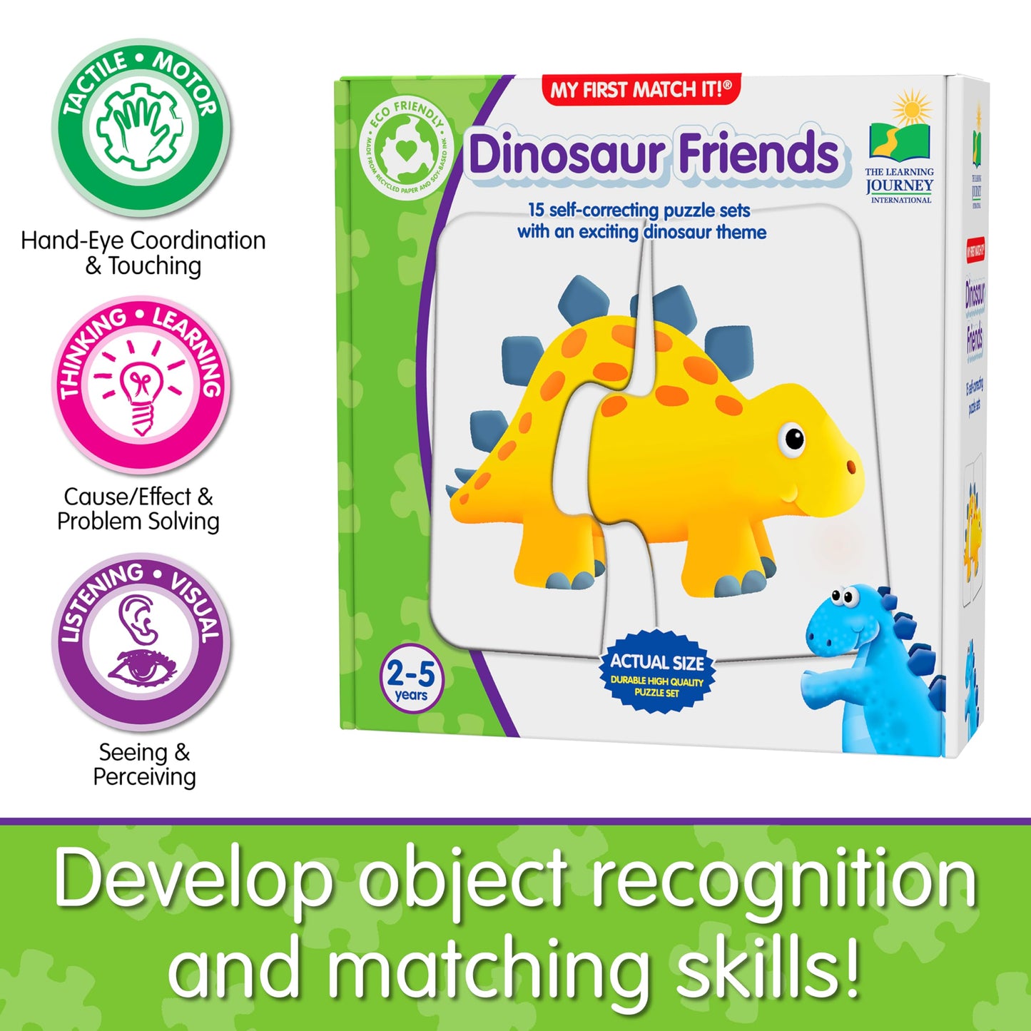The Learning Journey: My First Match It - Dinosaurs - 2 Year Old Toys, Puzzles For Toddlers, Toddler Puzzle, Educational Toys For 2 Year Old - 15 Self-Correcting Matching Puzzles - Award Winning Toys