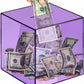 Piggy Bank for mature-themeds Must Break to Open  Vcertcpl Acrylic Clear Piggy Bank Money Saving Box for Cash Saving  Unopenable mature-themeds Bank for Real Money Bank Coin Bank Change Jar (Purple  12x12CM)