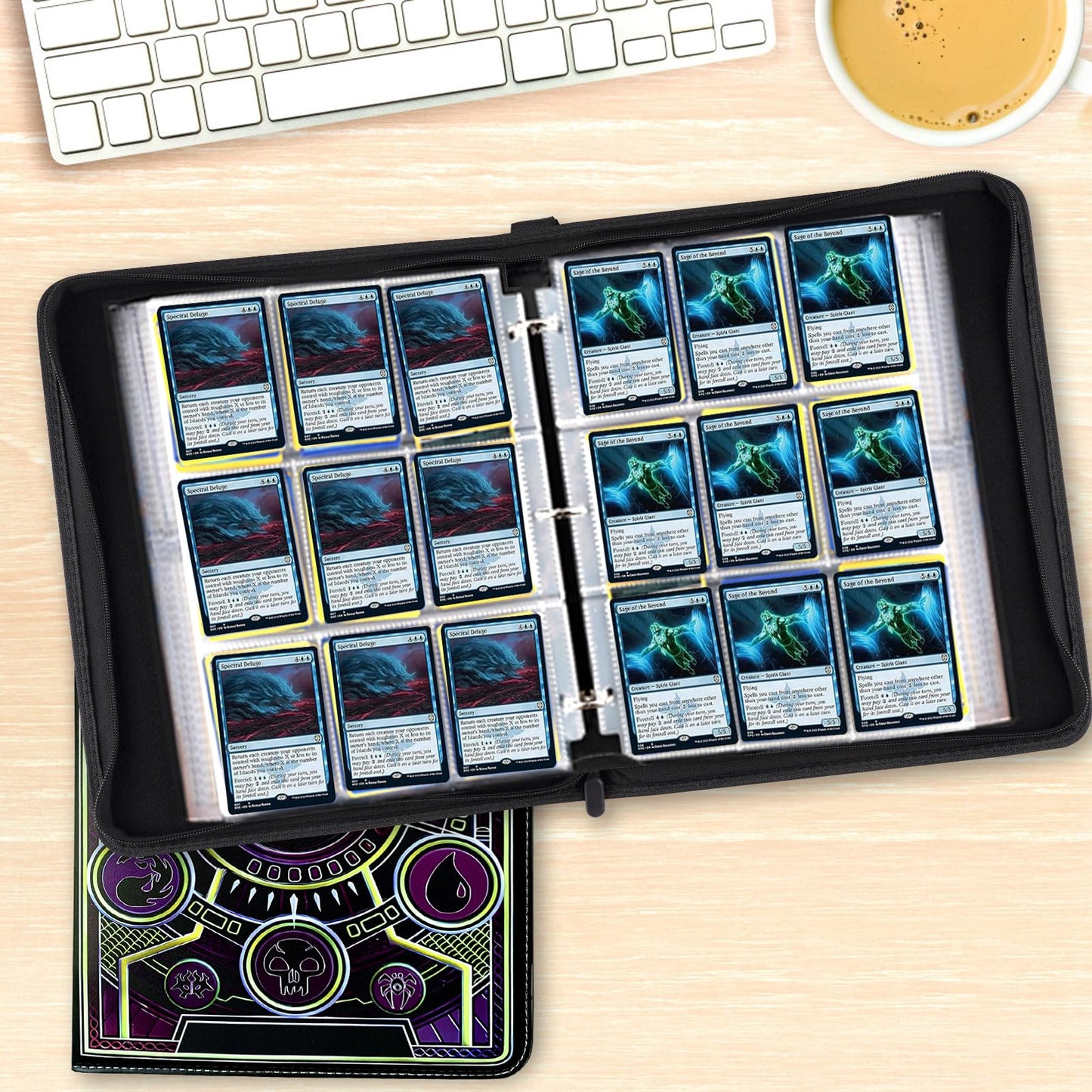 MTGPRO 9 Pocket Card Binder Trading Card Binder enhanced 720 Double PU Card Collection Binder with Sleeves Card Folder for MTG  TCG  Sports Cards  (Purple)