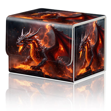 Card Game Storage Box TCG Deck Box MTG Card Box Organizer Trading Card Case Commander Deck Box TCG Card Storage Box Magnetic Closure Creative Pattern Up to 200 Cards  The Fire Dragon On The Rock