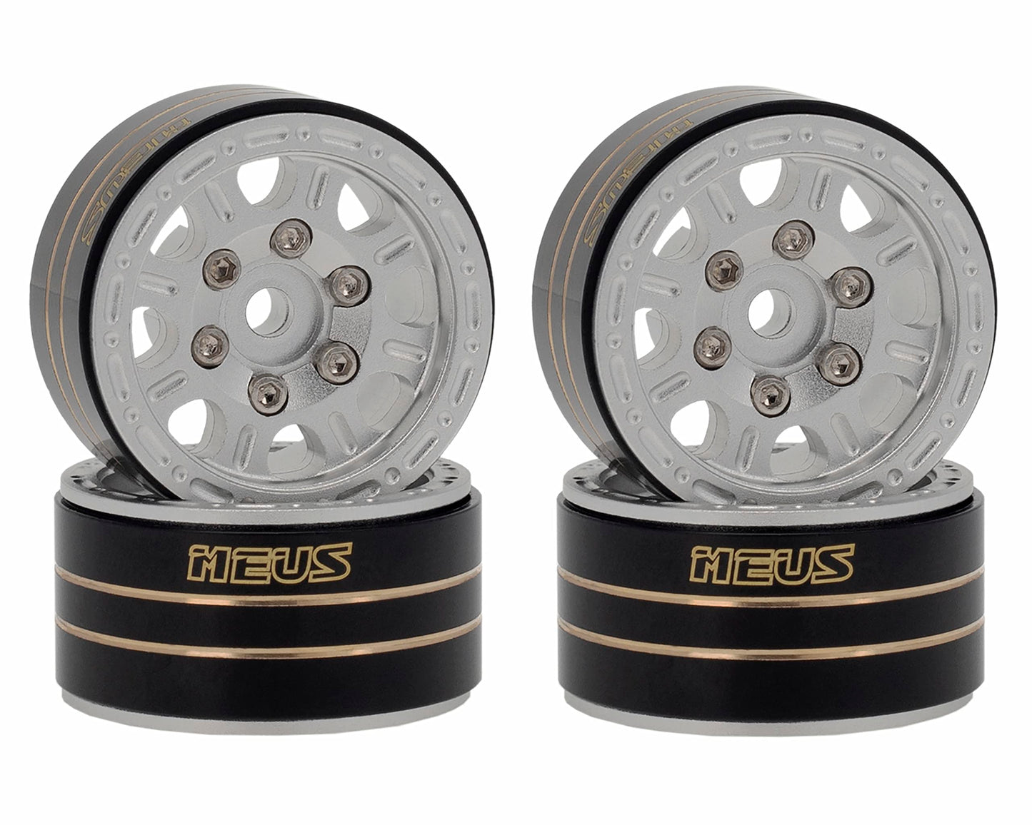 Meus Racing 4Pcs 1.0 Beadlock Wheels Hub Rims W/Removable Thickened 4Mm Hex Adapter For 1/18 Trx4M, Axial Scx24 Gladiator Bronco