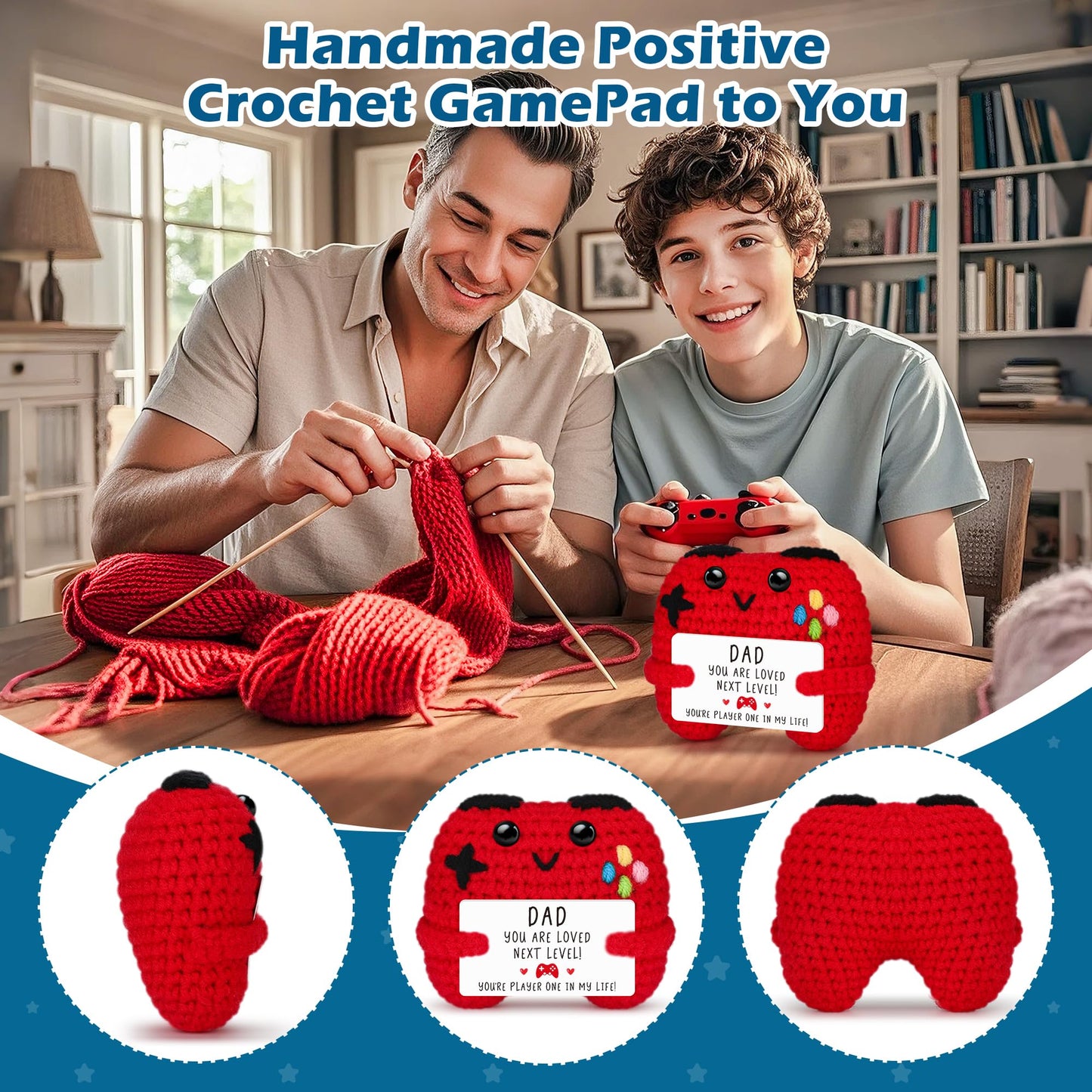 Busy Gaming Life Crochet Game Controller Dad Gifts for Christmas Fathers Day Birthday, Best Dad Ever Gifts for Father from Son D