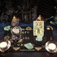 Creatcabin 3Pcs Wooden Spirit Board Kit Tarot Card Stand Holder Moth Divination Board Set With Planchette Black Altar Card Displ