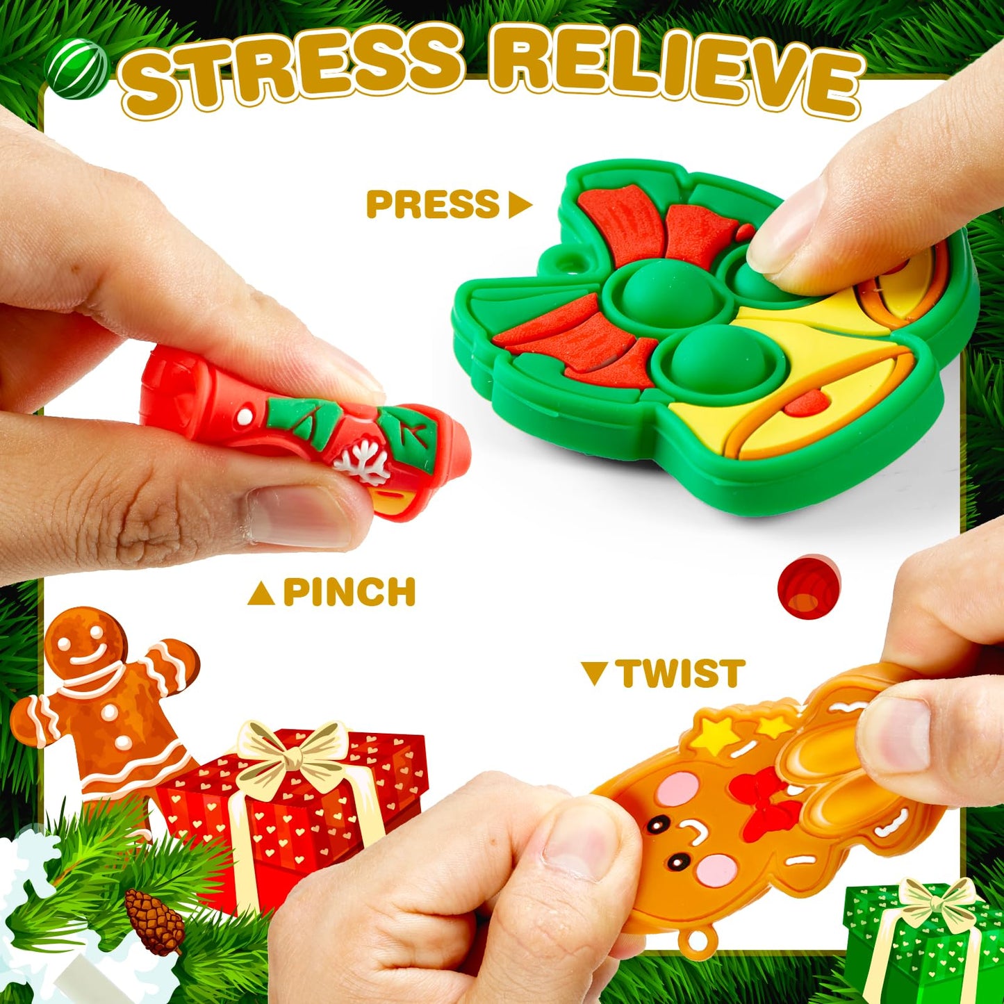 Christmas Party Favor for Kids: Stocking Fillers Pop Keychain - Christmas Eve Box Fillers Party Favours for Children- Fidget Toy