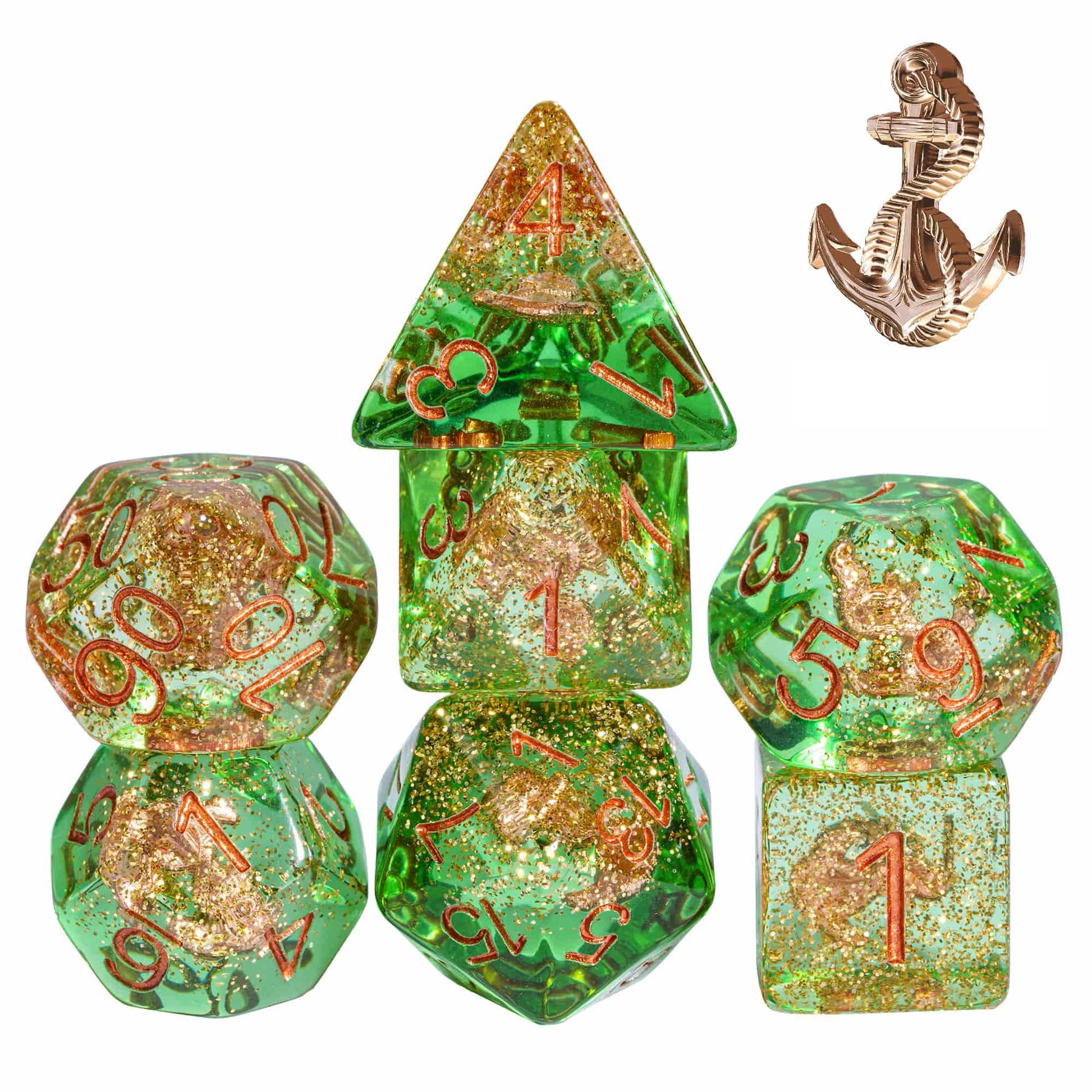 UDIXI 7 Die Polyhedral Dice Set D&D with Anchor Inclusion, Sequins DND Dice for Dungeons and Dragons RPG MTG and Other Tabletop 