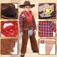 Latocos Kids Cowboy Costume 7 PCS Set, Ages 3-10, Red Polyester Dress Up for Halloween Role Play