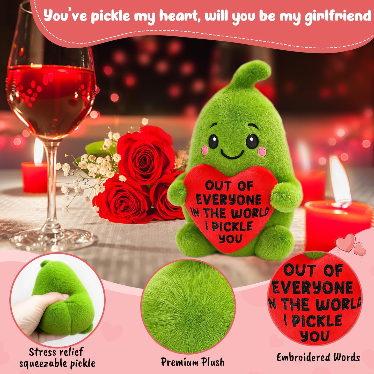 Anniversary Birthday Gifts for Women Men Christmas Boyfriend Girlfriend GF Wife Husband Couples Valentines Funny Gift for Her Him  Pickle with Heart to My Love Fathers Mothers Day I Love You Gifts