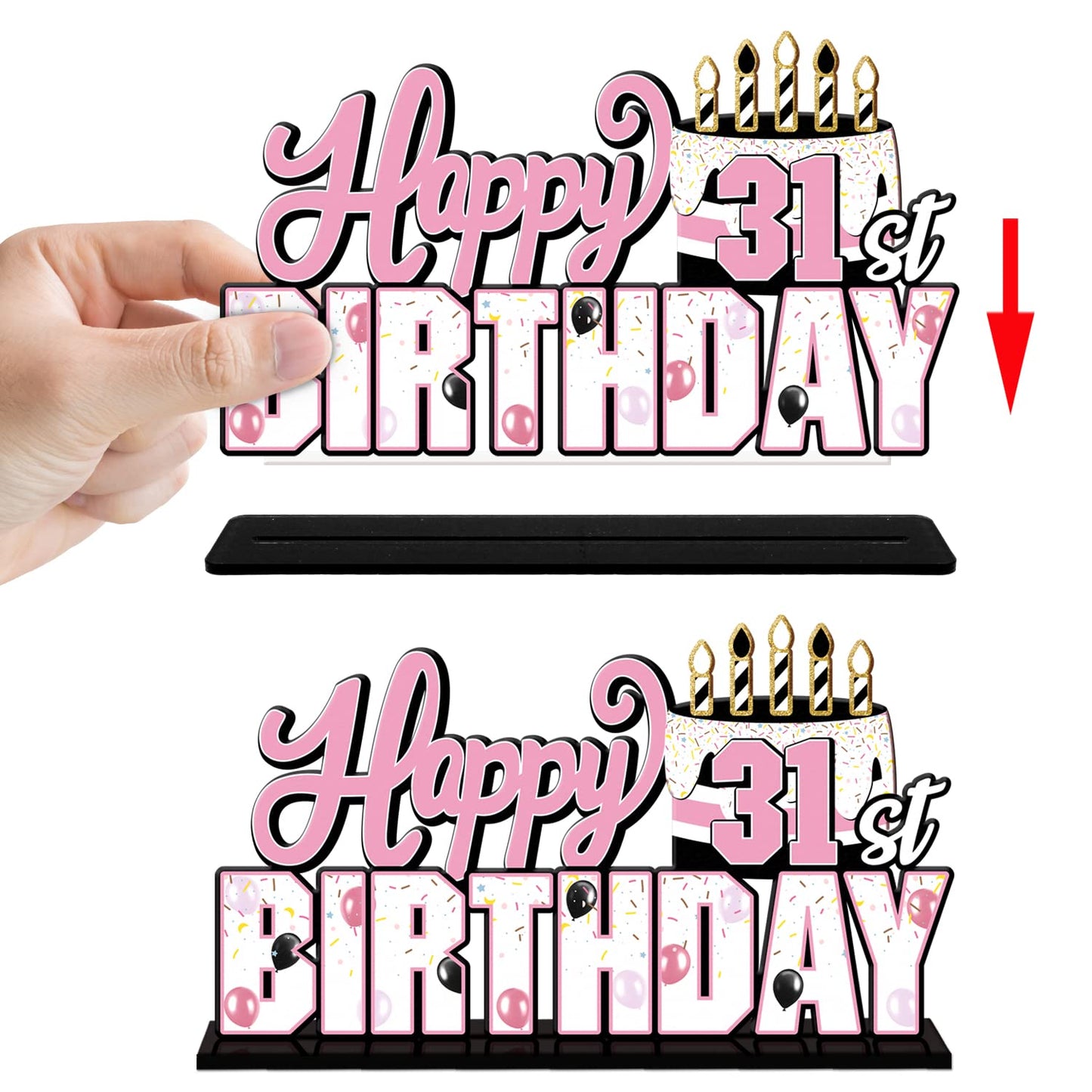 Lingteer Happy 31St Birthday Pink Acrylic Table Topper Centerpieces Set - Cheers To 31 Years Old Birthday 31St Bday Party Gift Decorations.