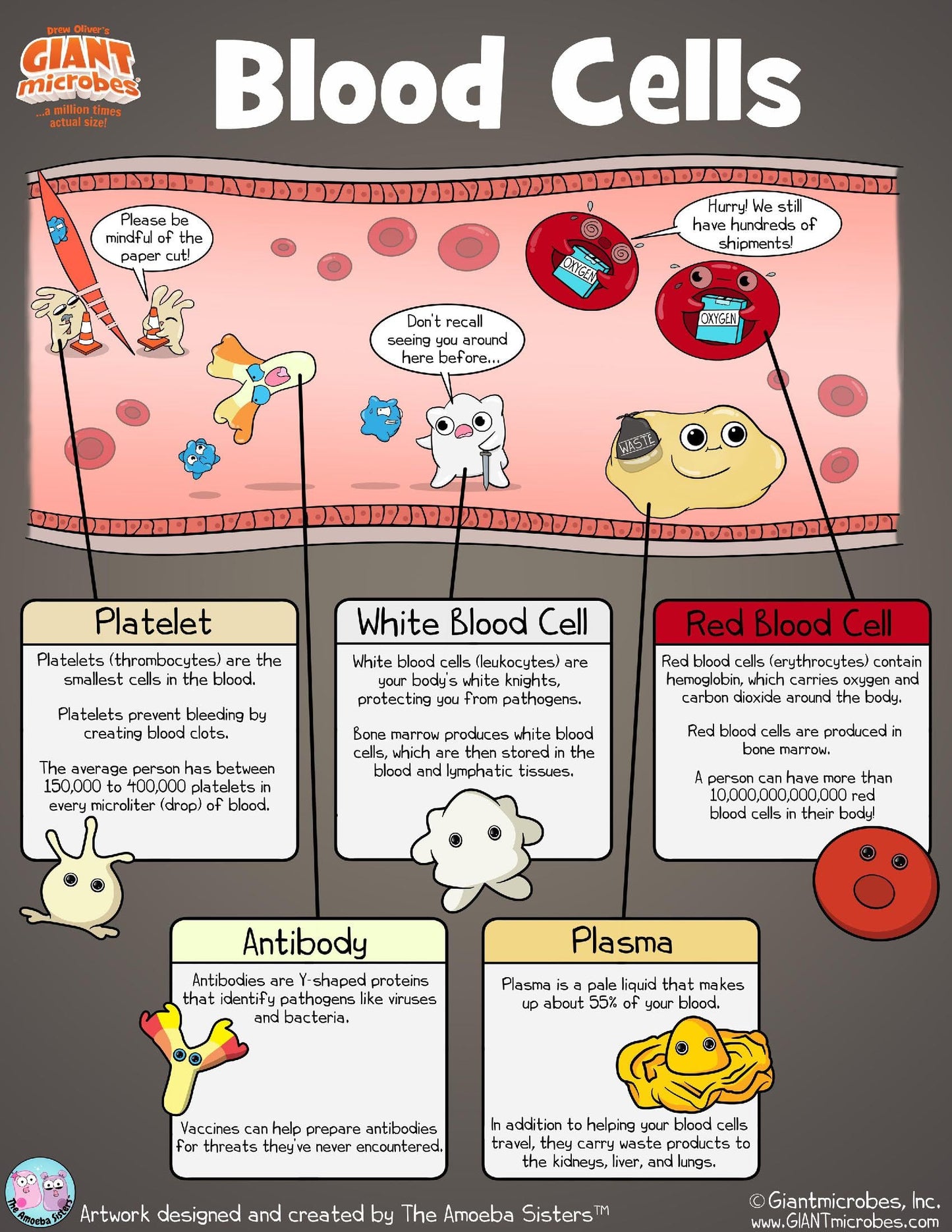 GIANTmicrobes Plasma Plush, Blood Cell Plush, Blood Bank Laboratory Gifts, Lab Tech Gifts, Hematology Gifts, Leukemia Gifts, Phl