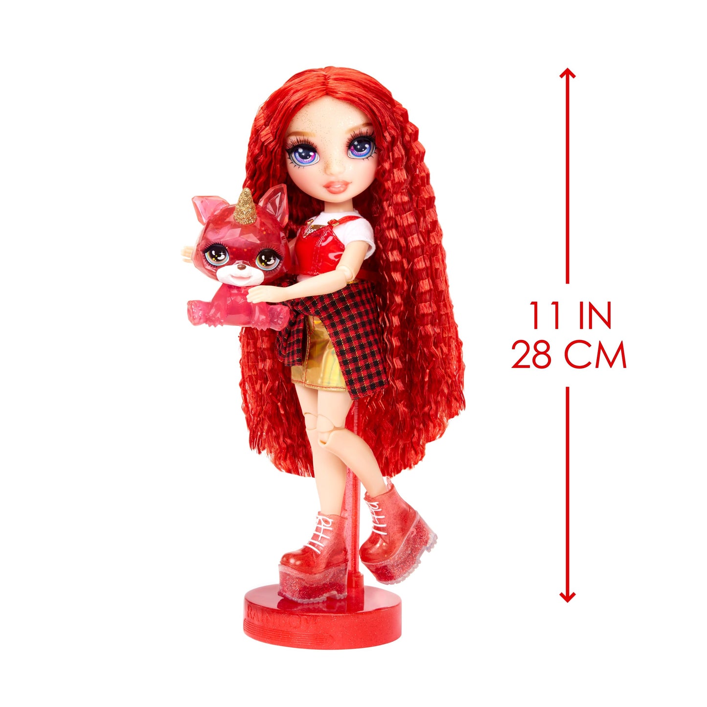 Rainbow High Ruby, Red With Slime Kit & Pet, 11' Shimmer Posable Fashion Doll With Diy Sparkle Slime, Magical Yeti Pet, Fun Play Accessories, Great Toy Gift For Girls Kids Ages 4-12 Years
