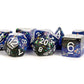 Blue And Black Eternal Resin With White Numbers 16Mm (5/8In) 7 Dice Set Metallic Dice Games
