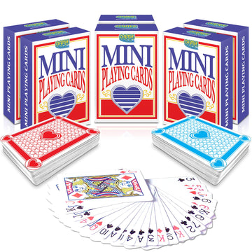 Gamie 2.5 Inch Mini Playing Cards- Pack of 6 Deck of Cards- Miniature Card Set- Small Casino Card Games for Kids, Men, Women- Novelty Gift, Magic Party Favor for Boys Girls, Decoration Idea -Like New