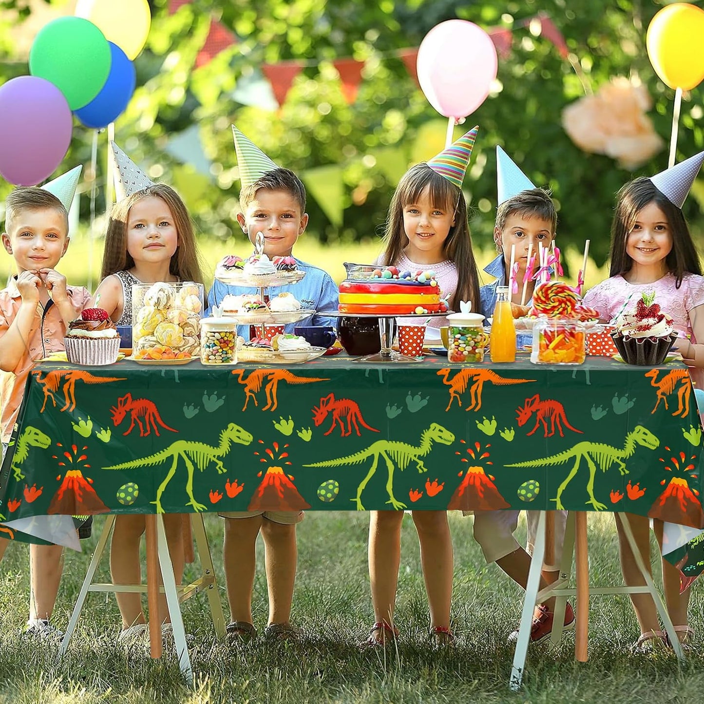 Staraise 3 Pieces Dinosaur Birthday Decorations Party Tablecloth, Dinosaur Table Cover PE Waterproof Rectangle Tablecloth for Ki