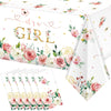 Pajean Floral Baby Shower Supplies Its a Girl Baby Shower Party Tablecloths Girls Flowers Table Cover for Kids Baby Girls Showe