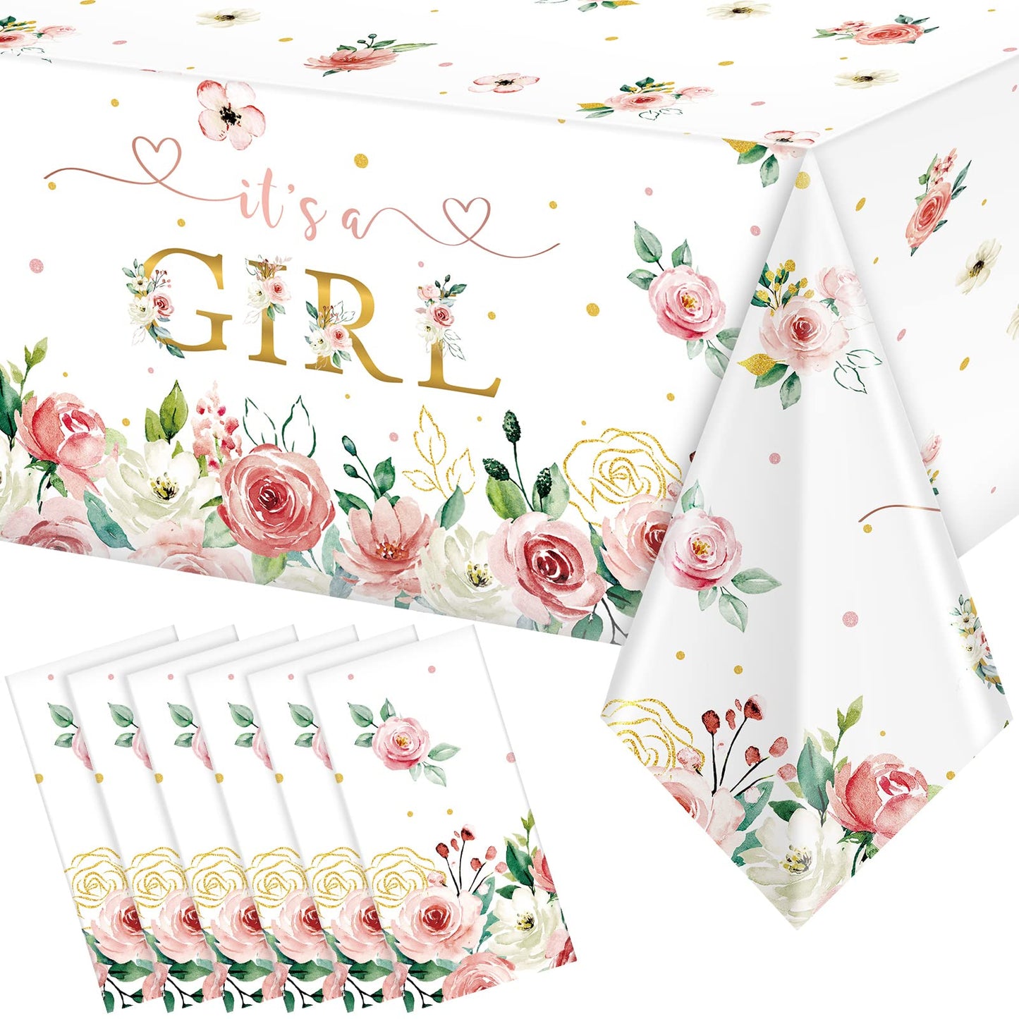 Pajean Floral Baby Shower Supplies Its a Girl Baby Shower Party Tablecloths Girls Flowers Table Cover for Kids Baby Girls Showe