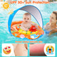 Ezigo Baby Pool Float With Canopy Upf 50+ Sun Protection, Double Air Chambers Infants Swimming Floats With Sound Toys Adjustable