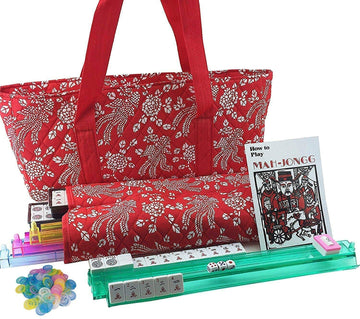 Usamjtable American Mahjong Set 166 Tiles 4 All In One Pusher Rack Combo (Phoenix Red)