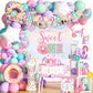 Hombae Sweet One Birthday Party Decorations - 128 PCs Donut Themed Birthday Party Supplies with Sweet One Backdrop, Donut Foil B