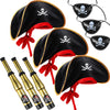 Skylety 9 Pieces Pirate Costume Accessories Telescopes Eye Patches for Halloween Cosplay (Pirate Captain Hat)