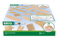 BRIO 36030 World Deluxe Track Pack - 70 Piece Wooden Train Set for Children 3 Years and Up | FSC-Certified Beech Wood | Compatib