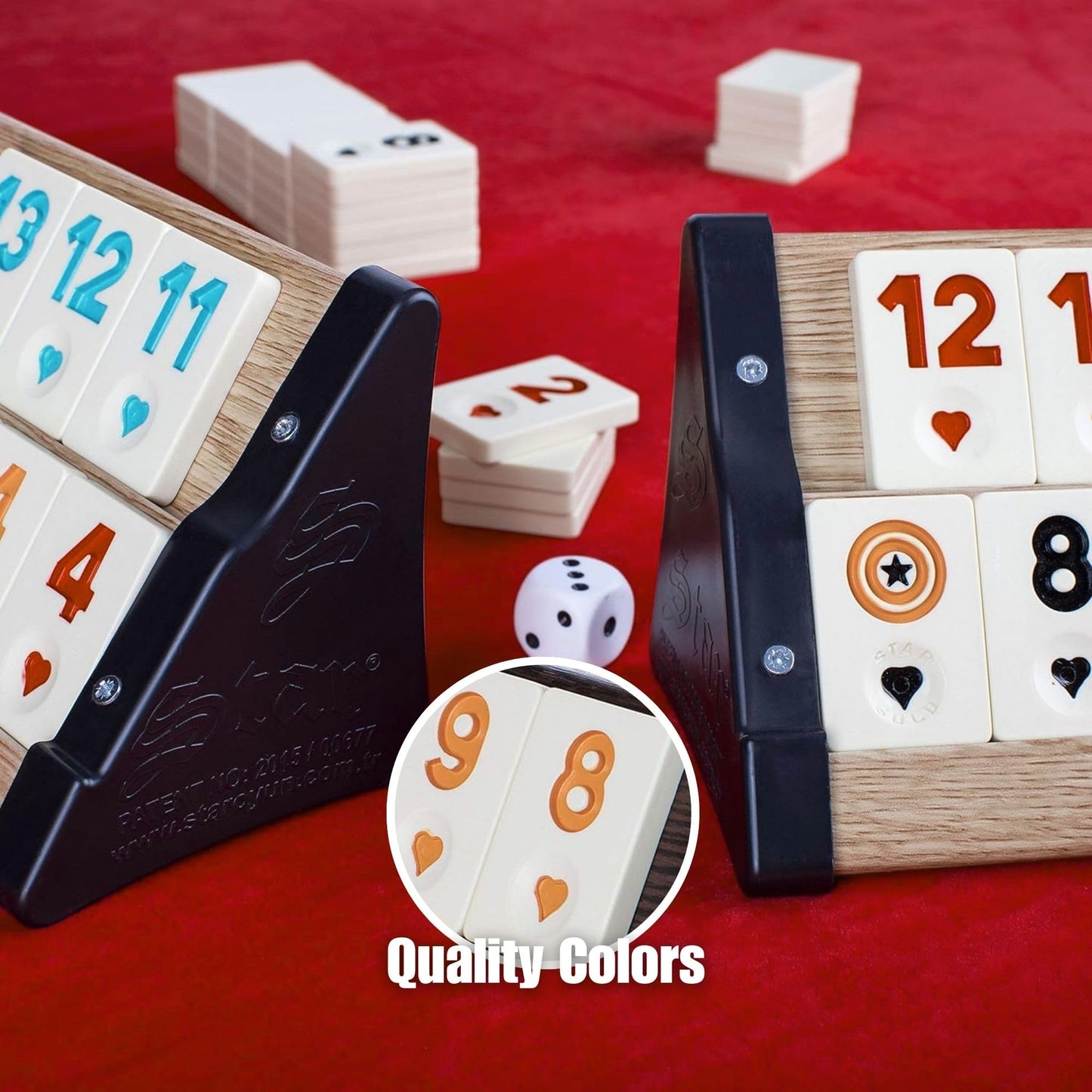 Lamodahome Star Plus Light Wooden Rummy/Okey/101 Game Set With Tile Container And Dices, For Adults And Kids, Perfect For Game Nights, Team Game, Get Together, Outdoor, Indoor