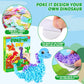 Lonfliness 8PCS Dinosaur Theme Art Kit, No-Mess Sewing Puzzle, 7.9x5.9 inches, Colorful Foam & Fabric, Model LF0870