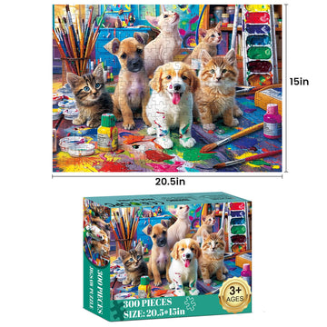 300 Piece Puzzle for mature-themeds Jigsaw Puzzles Dog Puzzles 300 Pieces for mature-themed Kids Ages 8-10 10-12 Recycled Cardboard mature-themed Puzzles Game Birthday Gift Family Challenging Game 20.5x15IN