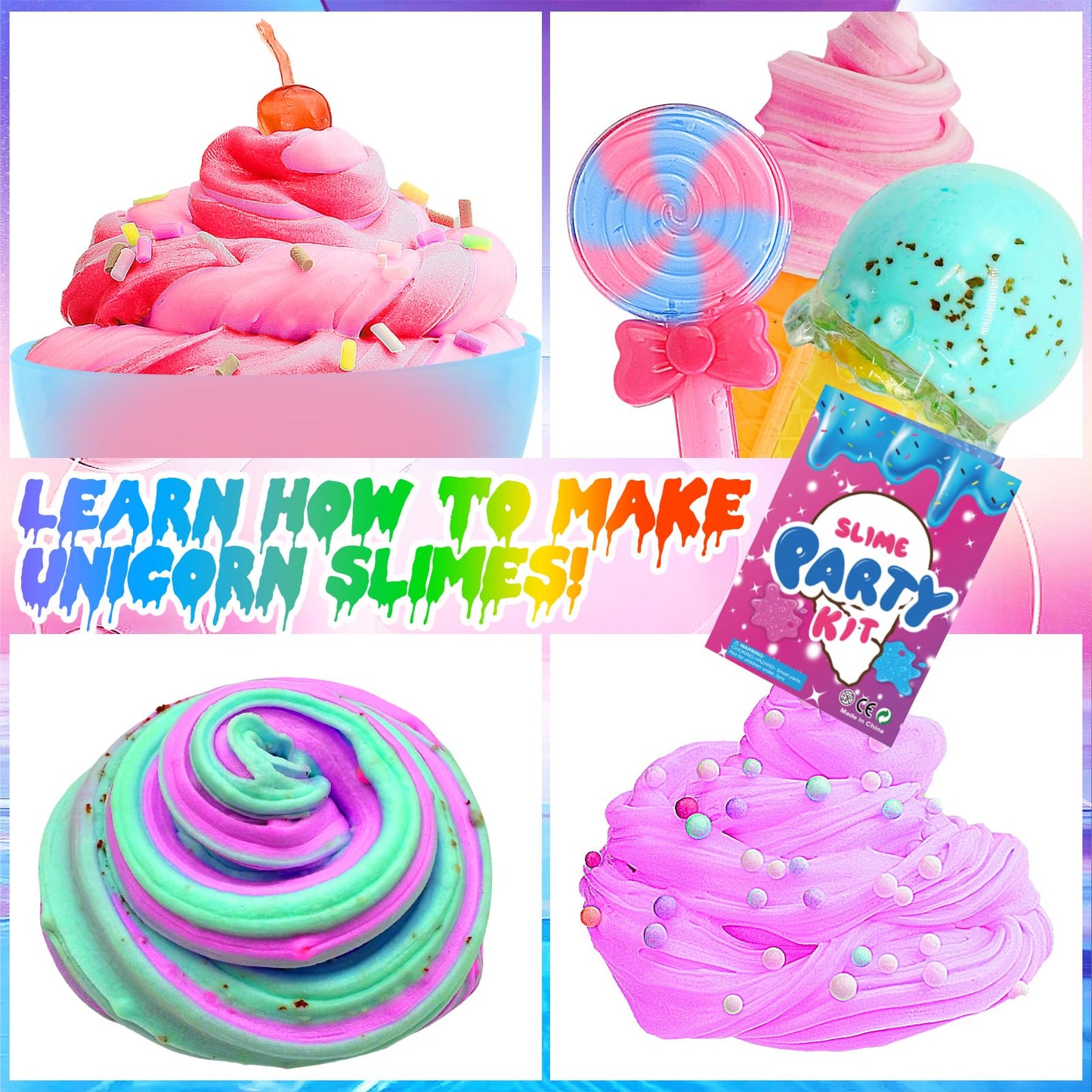 Ice Cream Candy Mini Slime Kit,Can Making Butter Slime,Foam Balls Slime, Party Favors For Kids,Stress Relief Toys,For Girls Boys 6-12