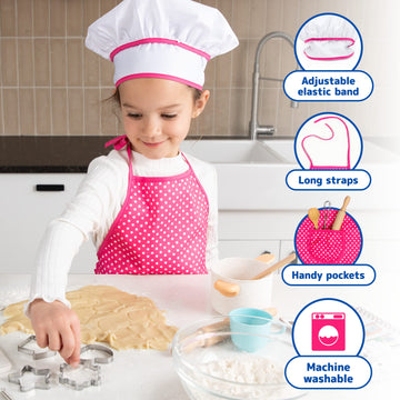 Kids Cooking and Baking Chef Set for Little Girls, Complete Cooking Sets, Toddler Dress Up and Pretend Play Dress Up Clothes for