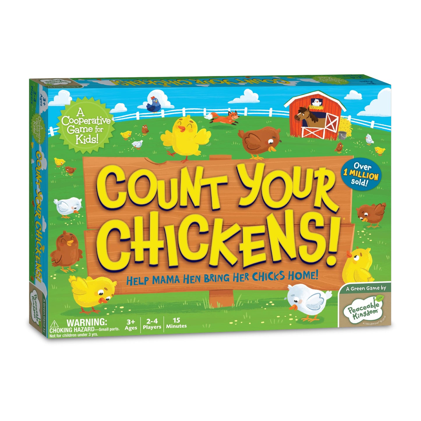 Peaceable Kingdom Count Your Chickens Cooperative Game for Kids Ages 3+, Cardboard, Multi-Color, Model GM108