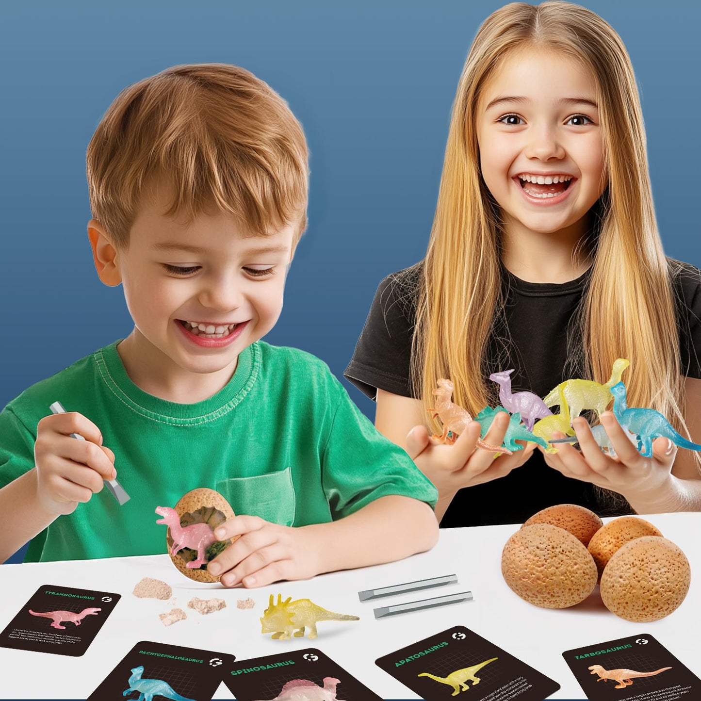 Gamerside Dino Eggs Dig Kit, 12 Glow In The Dark Dinosaur Eggs Dig Kit Excavation Set, Dinosaur Toys For Kids 6-8 8-12, Educatio