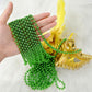 SHAOQINLIN 144 Pcs Green Mardi Gras Beads, 33'' 7 mm Metallic Green Bead Necklaces St. Patrick's Day Bead Necklaces Round Party