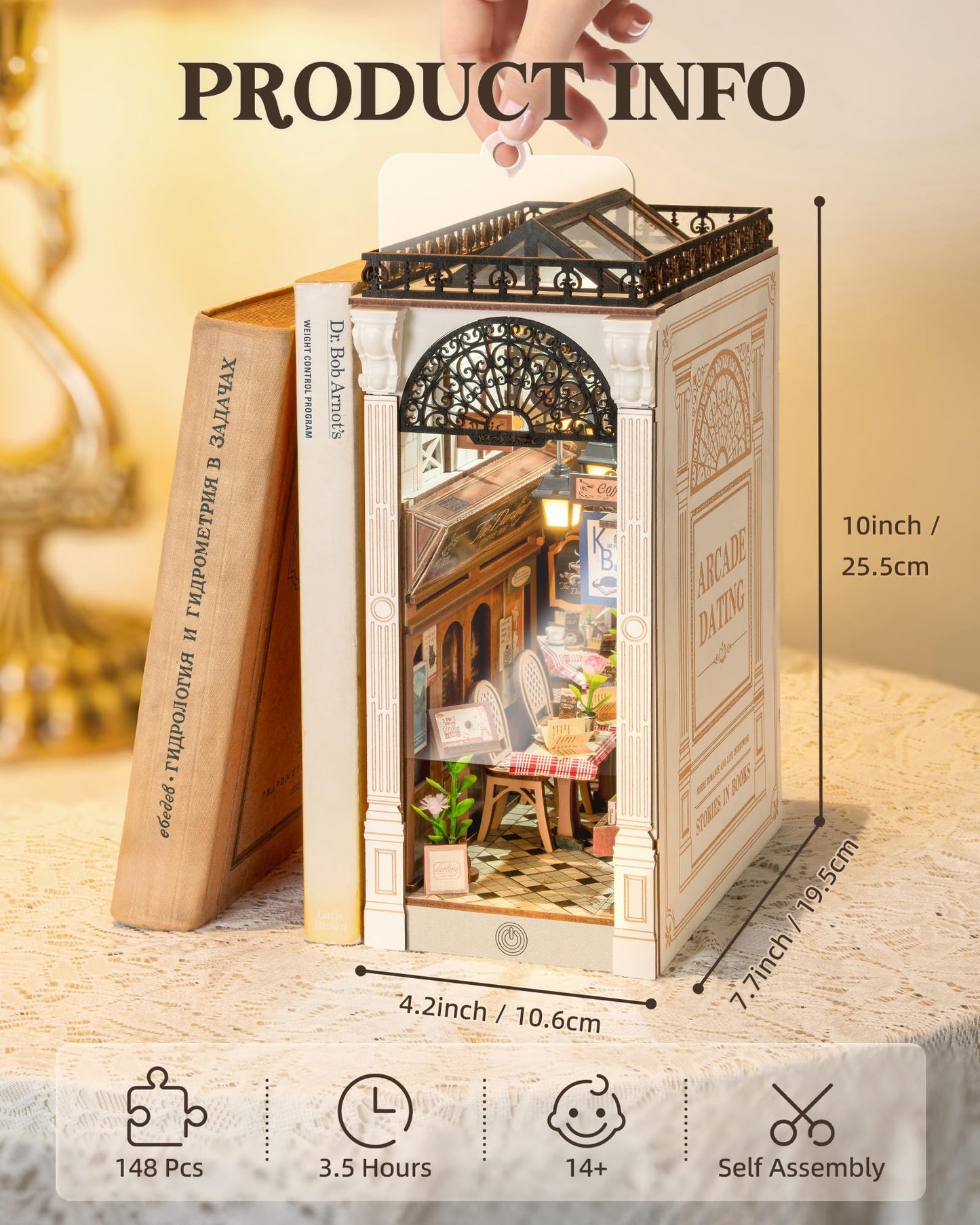 Robotime Diy Book Nook Kits Dollhouse Room Bookstore Miniature House With Led Light 3D Wooden Puzzles For Adults Booknook Booksh