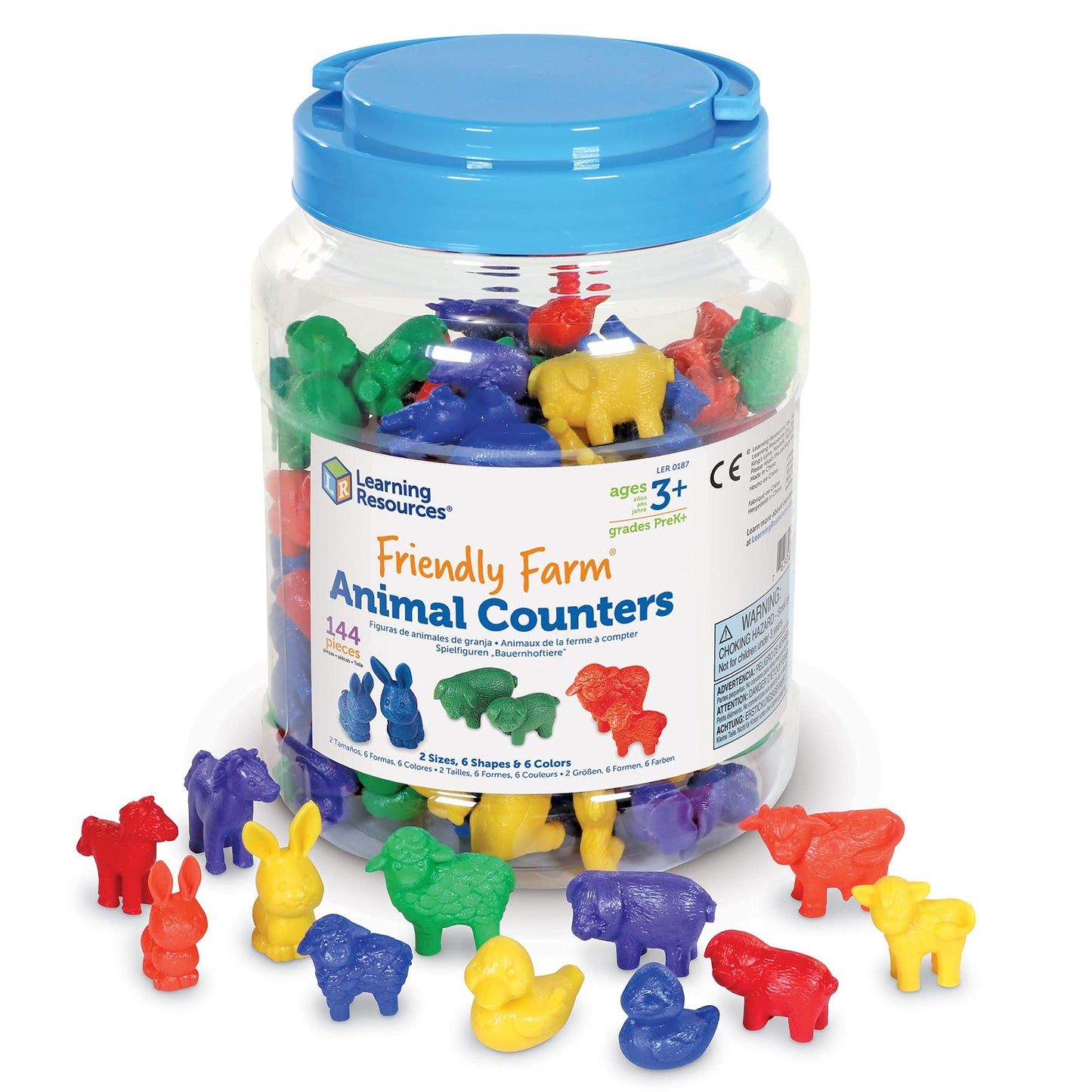 Learning Resources Friendly Farm Counters Toy Set of 144, Multicolor Plastic Counting and Sorting Educational Game, Model LER0187