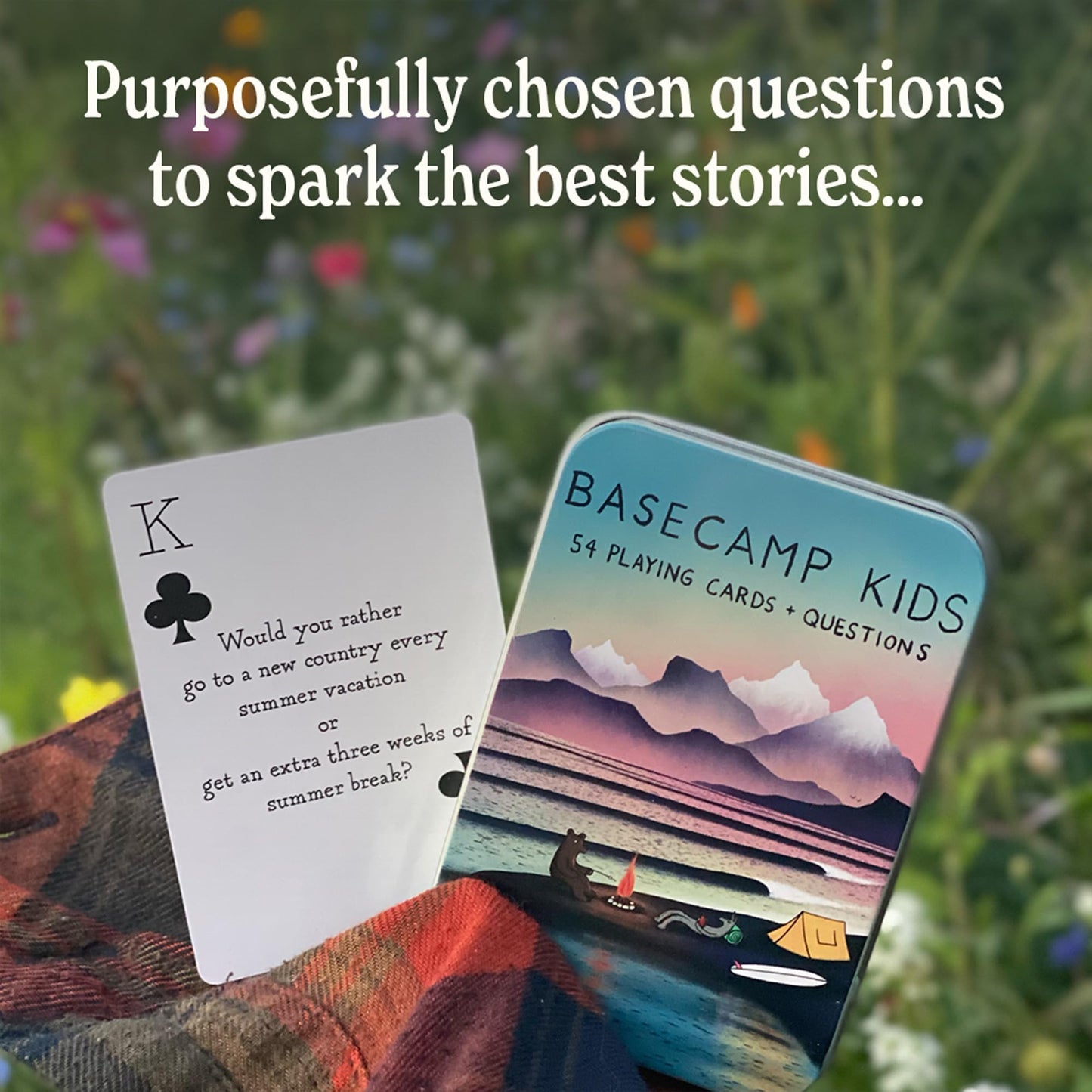 Basecamp Cards: Kids Edition Conversation Starters - 52+2 Family Friendly Unique Questions - Family Conversation Cards - Playing