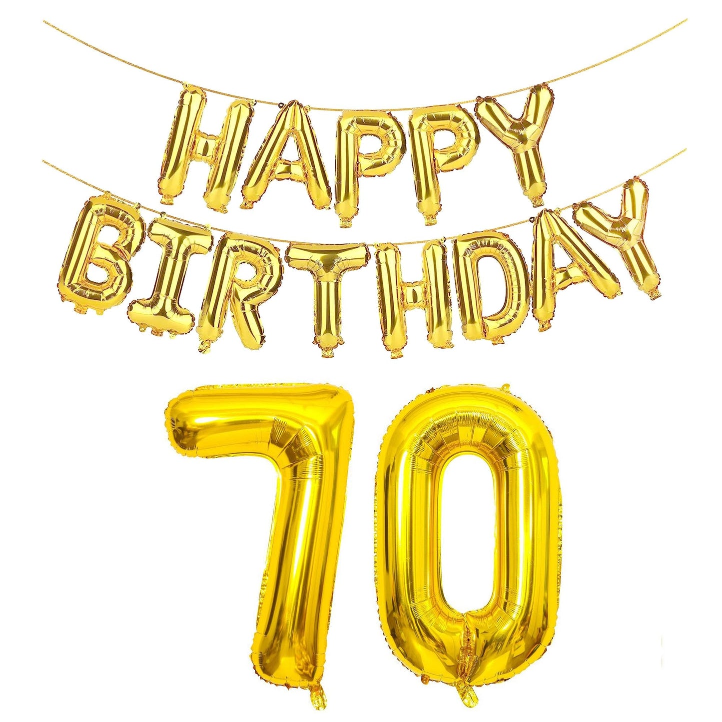 SHUNTAI 70th Birthday Decorations - Gold Jumbo Number 70 Foil Balloons, 16" & 40", Aluminum, Happy Birthday Banner for 70 Years Old Party