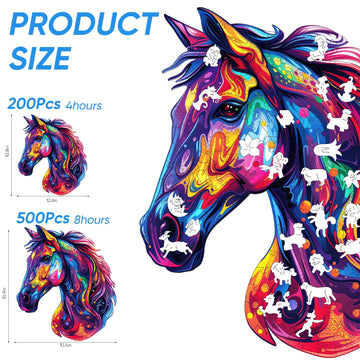Horse Head Wooden Puzzle for mature-themeds  Horse Wooden Jigsaw Puzzles(15.8 * 18.3in-500pcs)  Unique Shape Animal mature-themed Puzzles Irregular Wood Puzzles Best Gift for mature-themeds and Kids Family Game