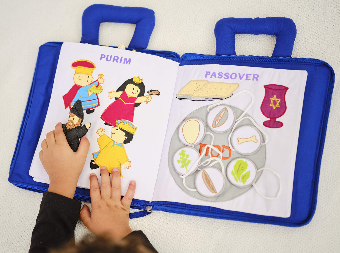 Pockets of Learning Personalized Jewish Holiday Quiet Book | Interactive Fabric Activity Book for Toddlers | 1 Count | Model 5464