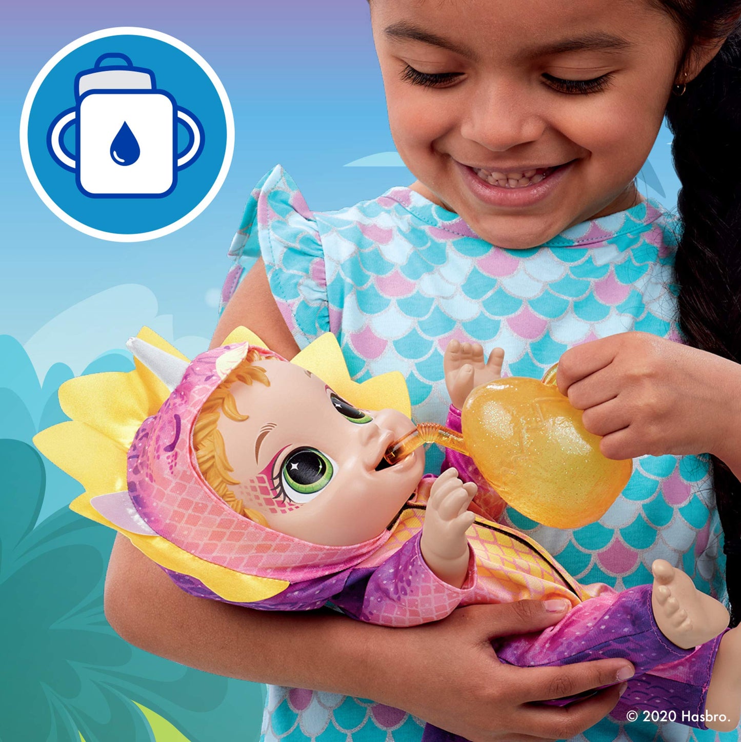Baby Alive Dino Cuties Doll, Triceratops, Doll Accessories, Drinks, Wets, Triceratops Dinosaur Toy For Kids Ages 3 Years And Up, Blonde Hair