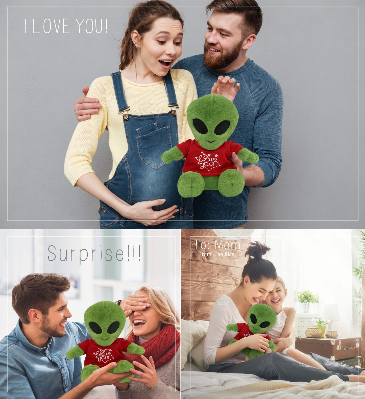 DolliBu I Love You Super Soft Alien Plush- Cute Alien Stuffed Outer Space Creature with I Love You Red Shirt for Valentine  Anniversary  Romantic Date  Boyfriend  or Girlfriend Gift - 11 inches