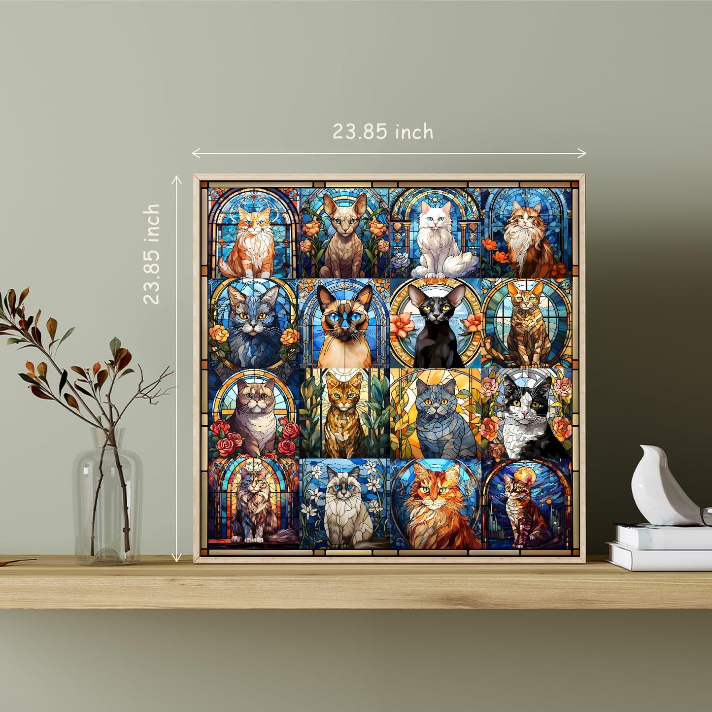 Pickforu Stained Glass Puzzles Cat Puzzles For Adults 1000 Pieces, Kitten Kitty Puzzles Collage Puzzles 1000 Pieces Hard, Impossible Challenging Jigsaw Puzzles,Colorful Mosaic Cats Puzzle
