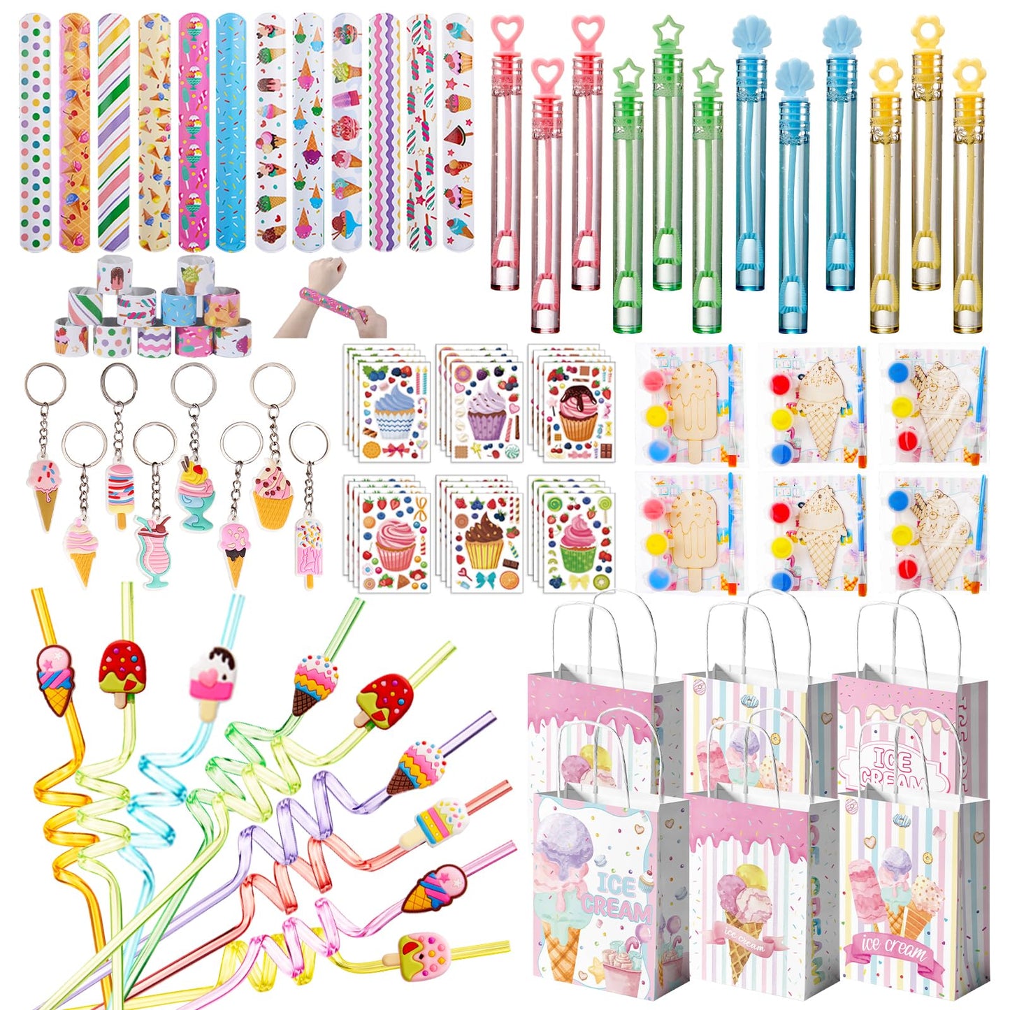 Vanblue Ice Cream Party Favors Two Sweet Birthday Party Decorations Supplies for Kids,Summer Party Goodie Bag Stuffers,Craft Kit